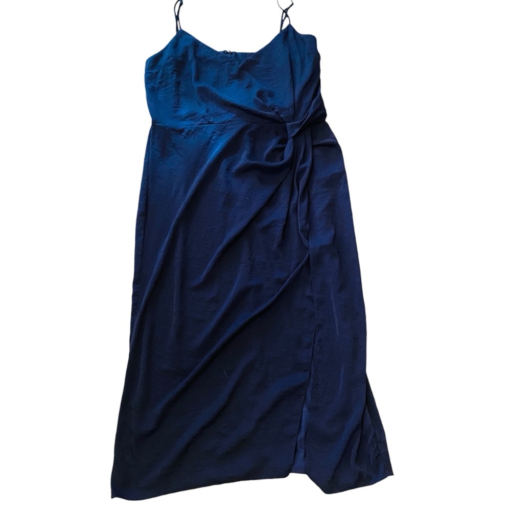 ASOS Navy Blue Satin Midi Dress